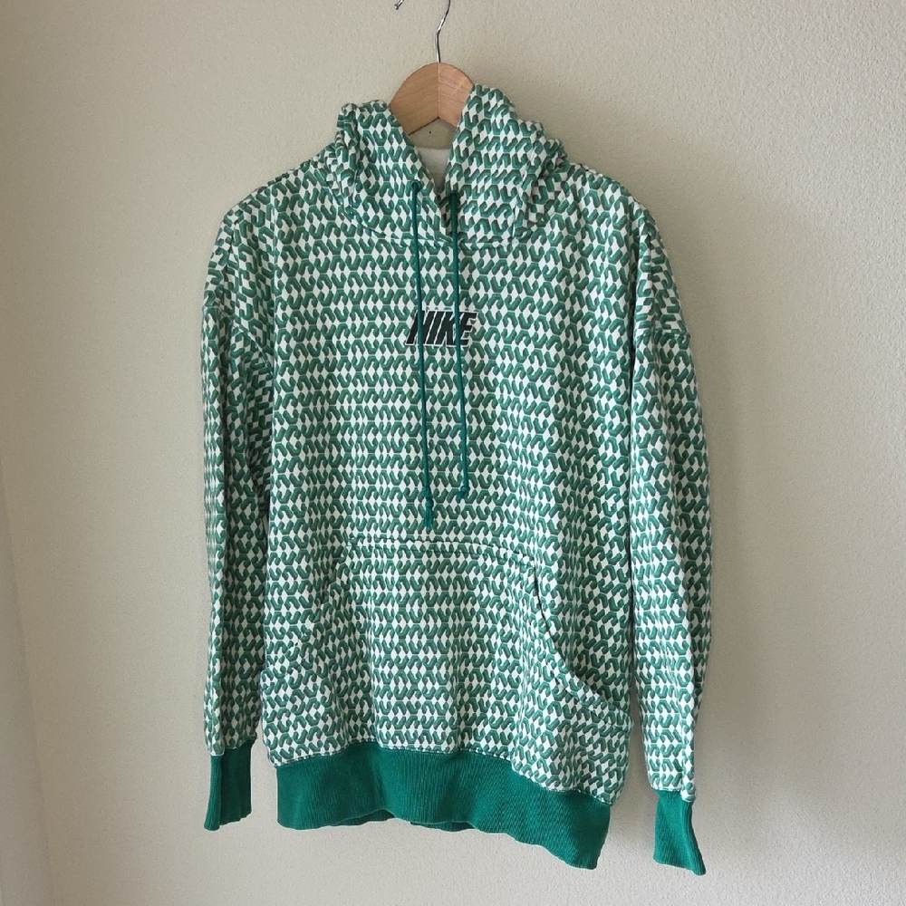 NIKE Phoenix Green White Oversized Pullover Hoodie Sweatshirt Sz M Activewear